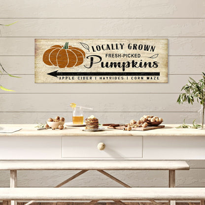 Antique Fall Sign, Fresh Picked Pumpkins, Vintage Canvas Sign, Rustic Fall Sign, Vintage Farmhouse Decor, Fall Decor, Roadside Sign Decor