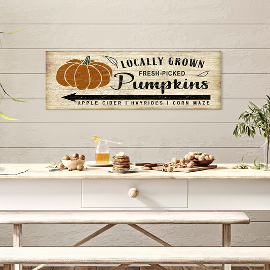 Antique Fall Sign, Fresh Picked Pumpkins, Vintage Canvas Sign, Rustic Fall Sign, Vintage Farmhouse Decor, Fall Decor, Roadside Sign Decor