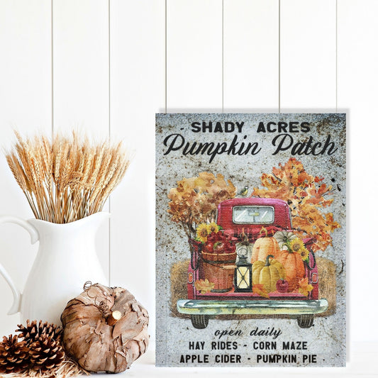 Fall Wall Art, Shady Acres Pumpkin Patch Sign, Fall Wall Decor, Canvas Wall Art, Pumpkin Decor, Vintage Fall Decor, Nostalgic Decor