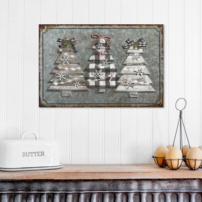 Three Little Trees Canvas Wall Art, Christmas Decor, Holiday Decor, Vintage Decor, Vintage Inspired Canvas Art, Farmhouse Christmas Picture