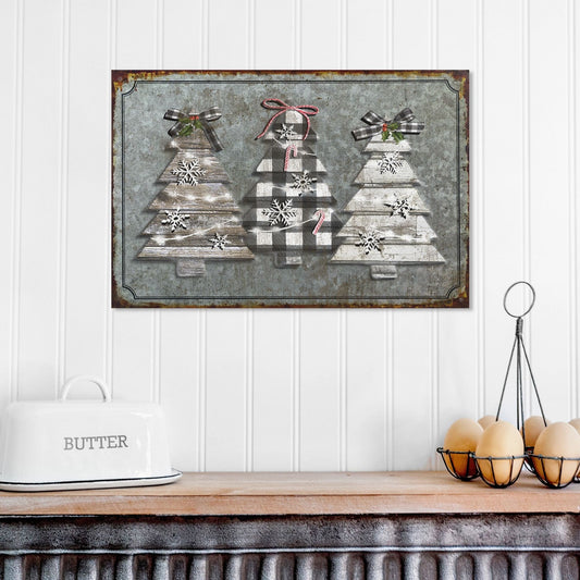 Three Little Trees Canvas Wall Art, Christmas Decor, Holiday Decor, Vintage Decor, Vintage Inspired Canvas Art, Farmhouse Christmas Picture