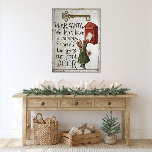 Vintage Christmas Decorations, Santa's Magic Key Canvas Wall Art, Christmas Decor, Christmas Signs, Vintage Holiday Signs, Dear Santa