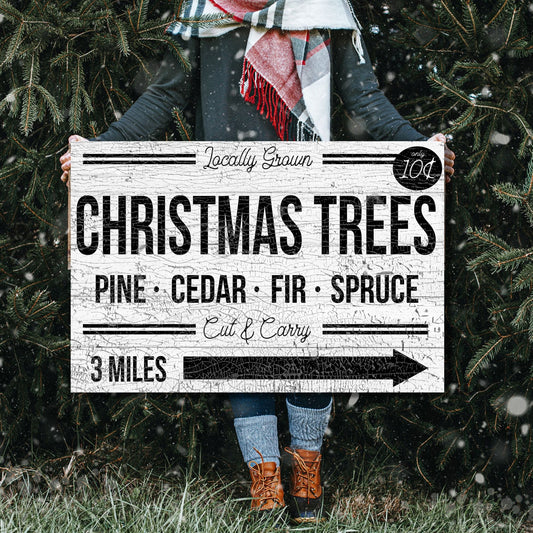 Christmas Sign, Locally Grown Christmas Trees, Holiday Decor, Canvas Wall Art, Faux Wood Sign, Vintage Holiday Sign, Christmas Wall Art,