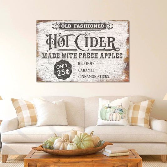 Hot Cider Sign, Fall Decor, Canvas Sign, Vintage Farmhouse Decor, Vintage Inspired, Farmhouse Wall Art, Farmhouse Fall Art, Apple Sign