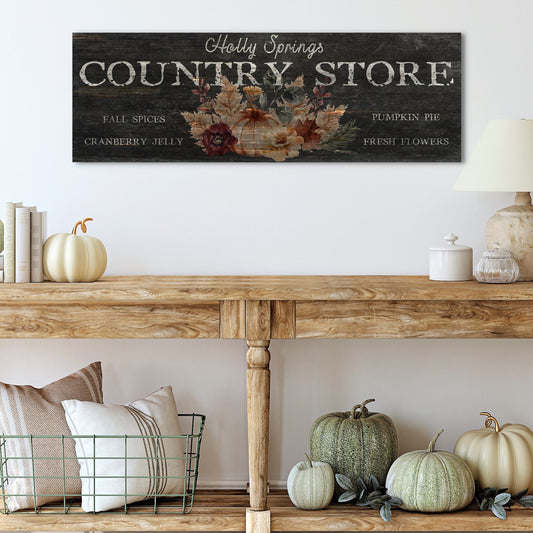 Country Store Sign, Vintage Fall Canvas Sign, Antique Sign, Personalized Vintage Farmhouse Decor, Autumn Decorations, Faux Wood Sign