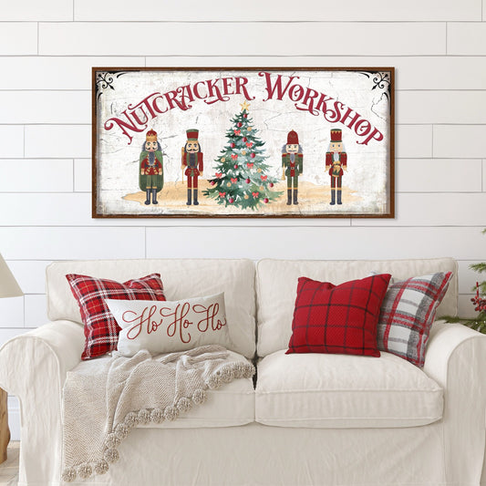 Holiday Decor, Nutcracker Workshop Sign, Christmas Decor, Large Canvas Wall Art, Christmas Signs, Vintage Christmas Decor, Nutcracker Art