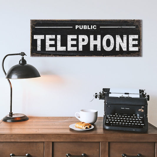 Vintage Telephone Sign, Canvas Wall Art, Vintage Signs, Antique Sign, Vintage Wall Decor, Antique Decor, Rustic Decor