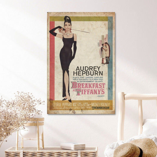 Breakfast At Tiffanys Canvas Sign, Vintage Movie Decor, Retro Decor, Movie Lovers Gift, Large Canvas Wall Art, Vintage Movie Poster Art