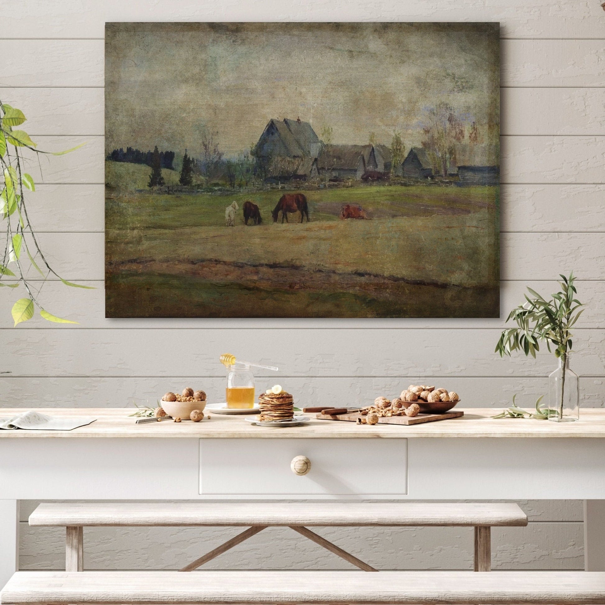 Farm Landscape Canvas Wall Art, Vintage Farmhouse Sign, Modern Farmhouse Decor, Vintage Art, Vintage Signs, Wall Art, Distressed Art