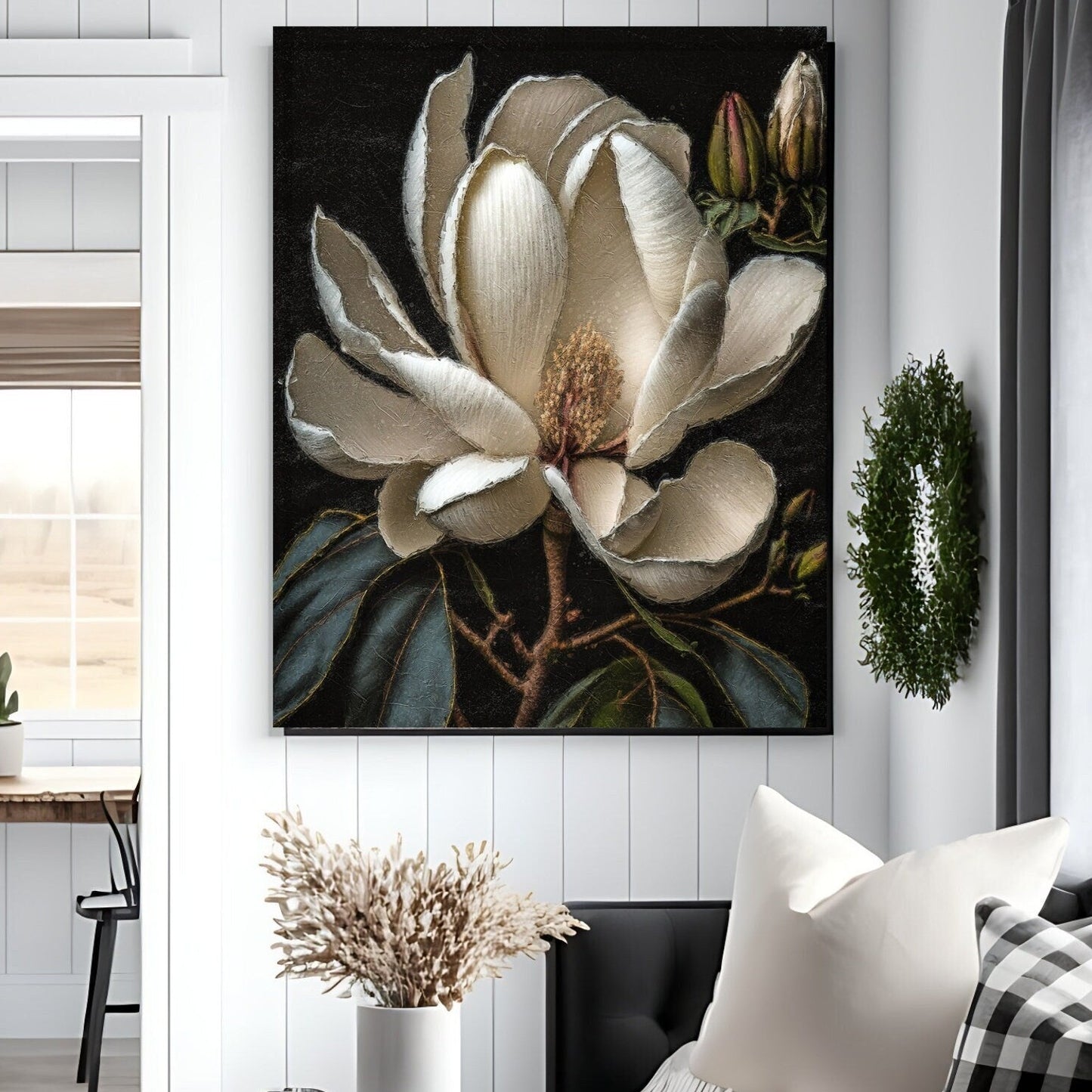Magnolia In Bloom, Vintage Spring Decor, Large Canvas Wall Art, Vintage Floral Sign, Modern Farmhouse Decor, Vintage Farmhouse Wall Art