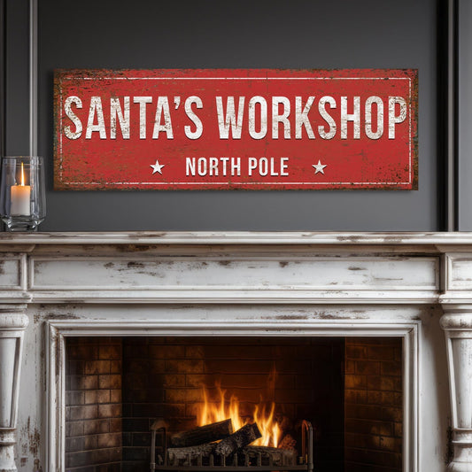 Christmas Signs, Santa's Workshop Canvas Sign, Holiday Decor, Vintage Christmas, Holiday Wall Art, Christmas Decorations, Rustic Christmas