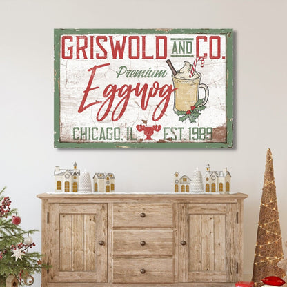 Christmas Vacation Canvas Sign, Griswold And Co Eggnog Sign, Retro Christmas Decor, Large Canvas Signs, Winter Wall Art, 80's Holiday Decor