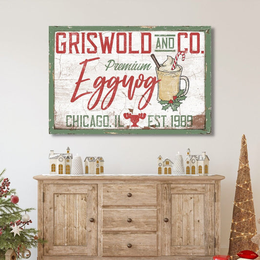 Christmas Vacation Canvas Sign, Griswold And Co Eggnog Sign, Retro Christmas Decor, Large Canvas Signs, Winter Wall Art, 80's Holiday Decor