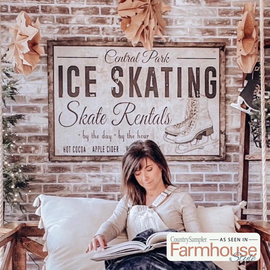 Ice Skating Sign, Skate Rentals Sign, Canvas Wall Art, Holiday Decor, Retro Winter Decor, Vintage Winter Decor, Skating Sign,