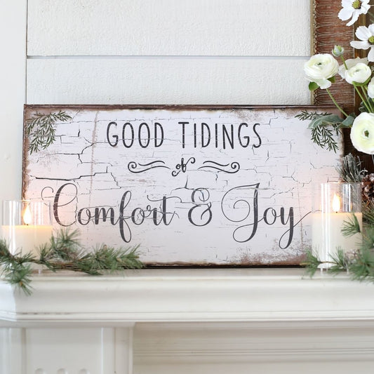 Holiday Decor, Comfort & Joy Canvas Wall Art, Christmas Signs, Farmhouse Decor, Christmas Sign, Vintage Christmas Decor, Christmas Gifts