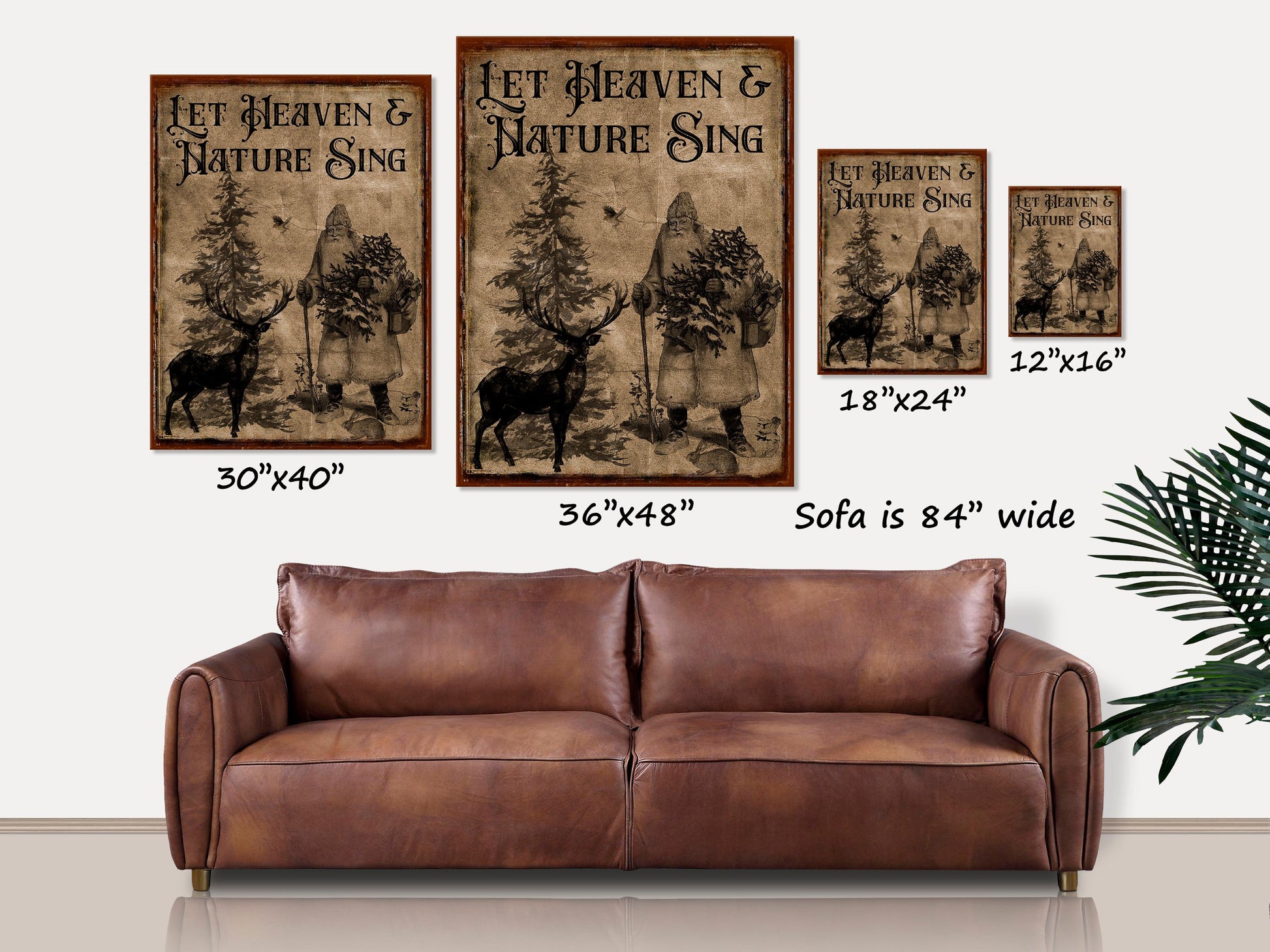 Vintage Christmas, Let Heaven And Nature Sing, Canvas Signs, Primitive Christmas, Christmas Decor, Vintage Holiday Signs, Woodland Santa