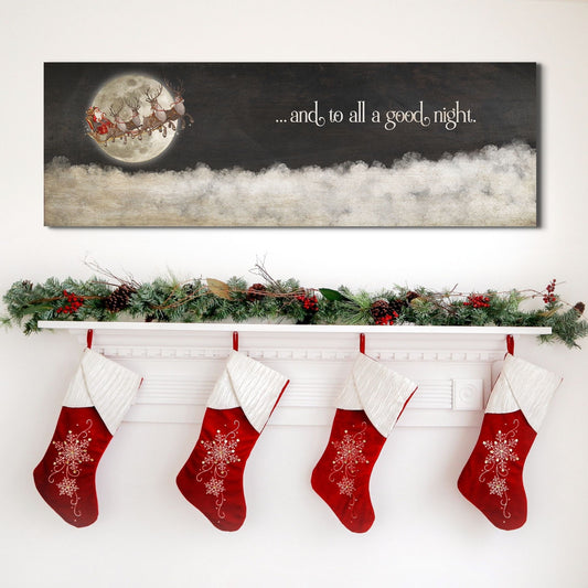 Christmas Signs, And to All A Good Night, Canvas Wall Art, Christmas Wall Art, Santa and Sleigh, Vintage Farmhouse Decor, Santa Reindeer,