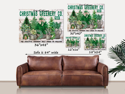 Christmas Sign, Christmas Greenery Canvas, Holiday Decor, Christmas Decorations, Vintage Christmas Decor, Canvas Wall Art, Christmas Art