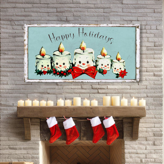 Happy Holidays Vintage Canvas Sign, Holiday Decor, Vintage Christmas Decor, Christmas Signs, Vintage Christmas Sign, Holiday Signs