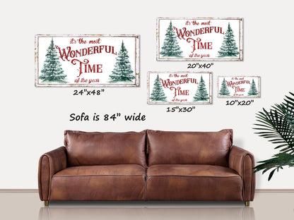 Holiday Decor, Christmas Signs, The Most Wonderful Time Of The Year Canvas Wall Art, Holiday Gift, Vintage Christmas, Christmas Decorations