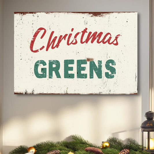 Winter Sign, Christmas Greens Canvas Wall Art