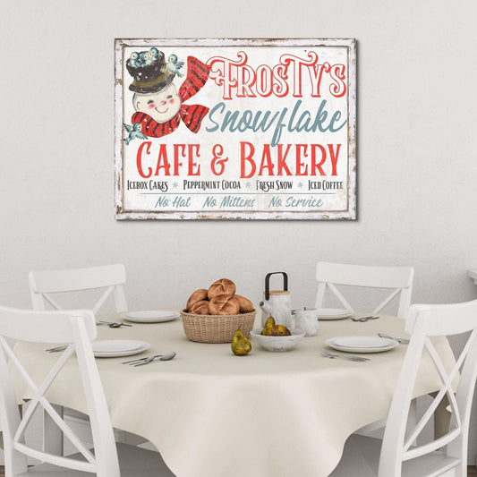 Frosty&#39;s snowflake cafe and bakery canvas sign