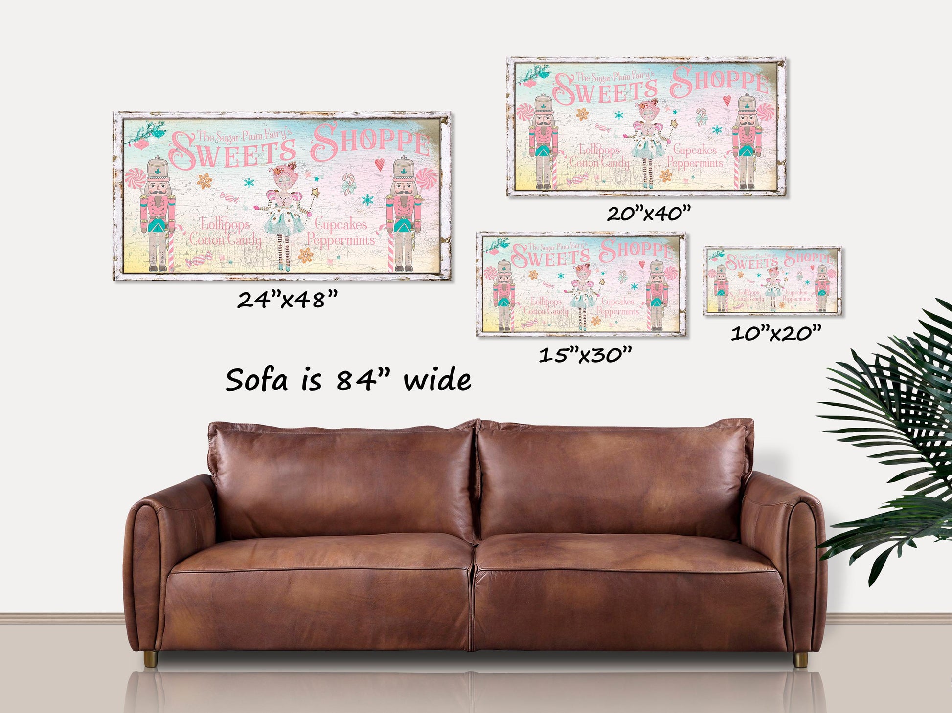 Pink Holiday Signs, Sweet Shoppe Christmas Sign, Pastel Christmas, Large Canvas Wall Art, Christmas Sign, Vintage Christmas Deco
