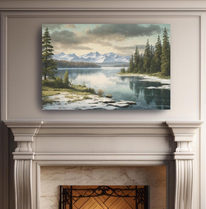 peaceful winter landscape on canvas