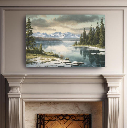 peaceful winter landscape on canvas