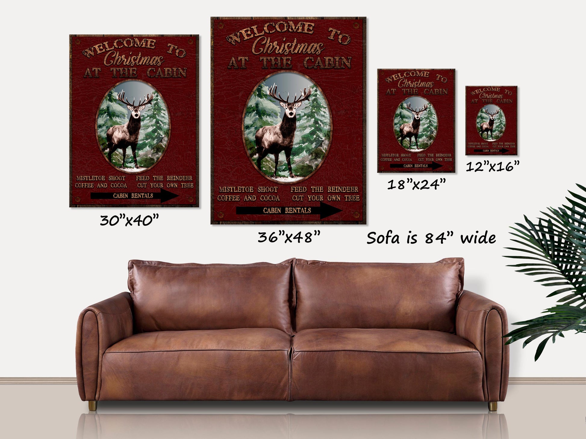 Christmas At The Cabin, Christmas Decor Vintage, Rustic Christmas, Large Canvas Signs, Vintage Holiday Signs, Cabin Decor, Christmas Deer