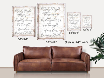 O Holy Night, Christmas Signs, Christmas Canvas Wall Art, Vintage Holiday Decor, Christmas Hymn, Vintage Signs, Christian Christmas