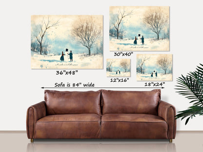 Primitive Winter Art, Xmas Signs, In the Meadow We Can Build a Snowman, Canvas Wall Art, Vintage Winter Decor, Holiday Decorations