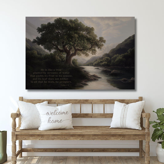 Scripture Wall Art, Canvas Wall Art, Christian Wall Art, Psalm 1:3, Christian Gift For Her, Faith-based Wall Art, Large Canvas Scripture