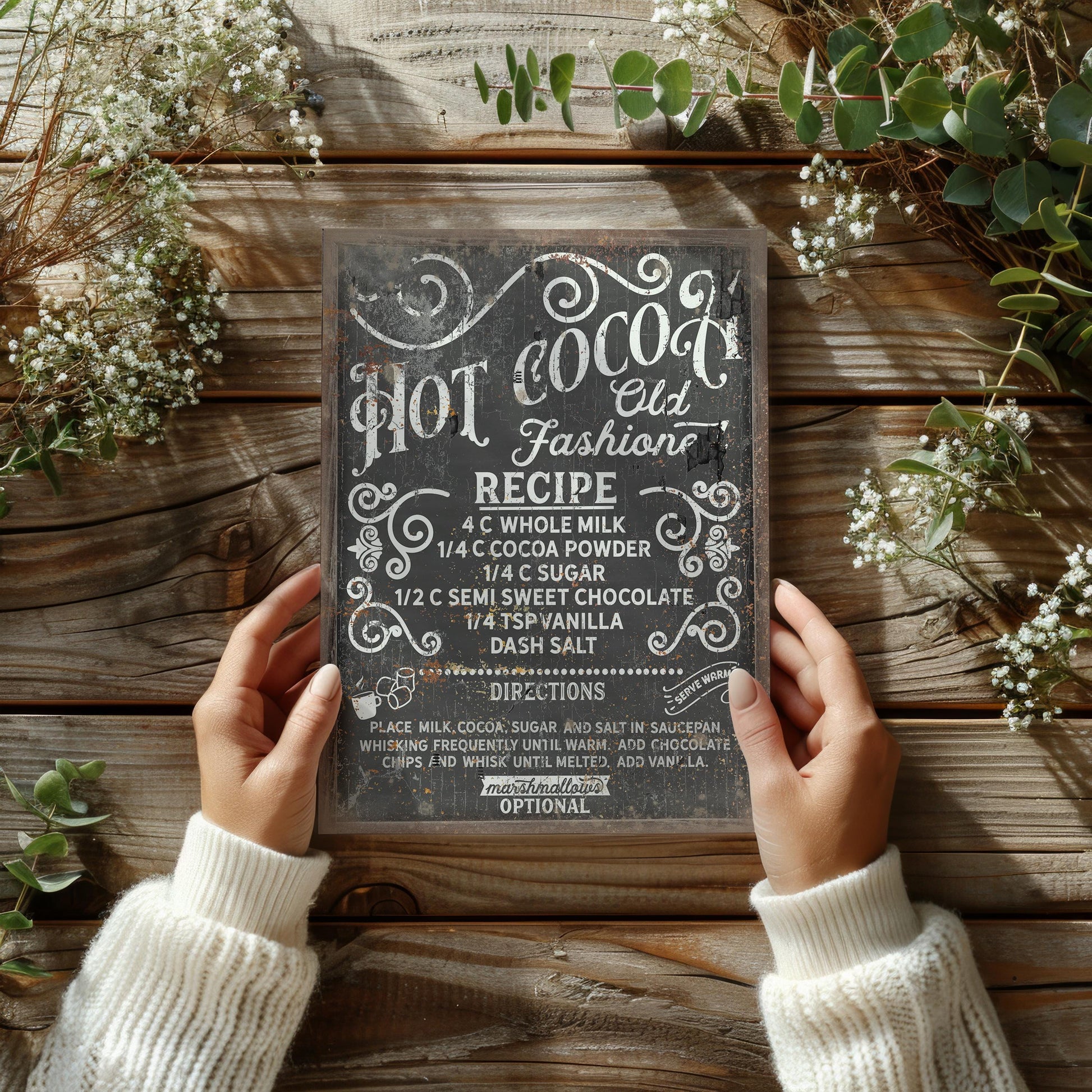 Hot Cocoa Bar, Recipe Canvas Sign, Hot Chocolate Bar, Winter Decor, Chalkboard Canvas Sign, Christmas Signs, Cocoa Bar Decor, Holiday Decor