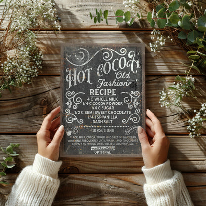 Hot Cocoa Bar, Recipe Canvas Sign, Hot Chocolate Bar, Winter Decor, Chalkboard Canvas Sign, Christmas Signs, Cocoa Bar Decor, Holiday Decor