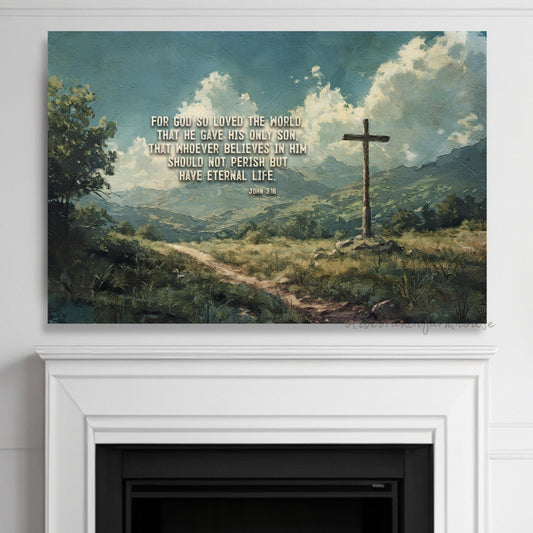 For God So Loved The World Canvas Wall Art, Christian Wall Art, Believer Gifts, John 3:16, Christian Gift, Scripture Sign, Bible Verse Signs