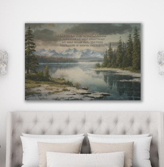 I lift up my eyes to the mountains psalm 121 canvas wall art