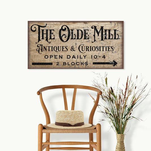 The Olde Mill Antiques And Curiosities, Vintage Signs, Primitive Signs, Wall Decor, Modern Farmhouse Decor, Vintage Gifts, Vintage Decor