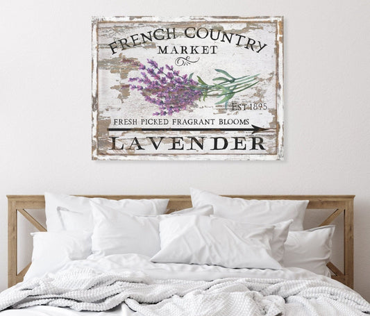 French Country Lavender , Canvas Wall Art, Farmhouse Decor, Vintage Kitchen Decor, Vintage Signs, Antique Sign, French Country Decor