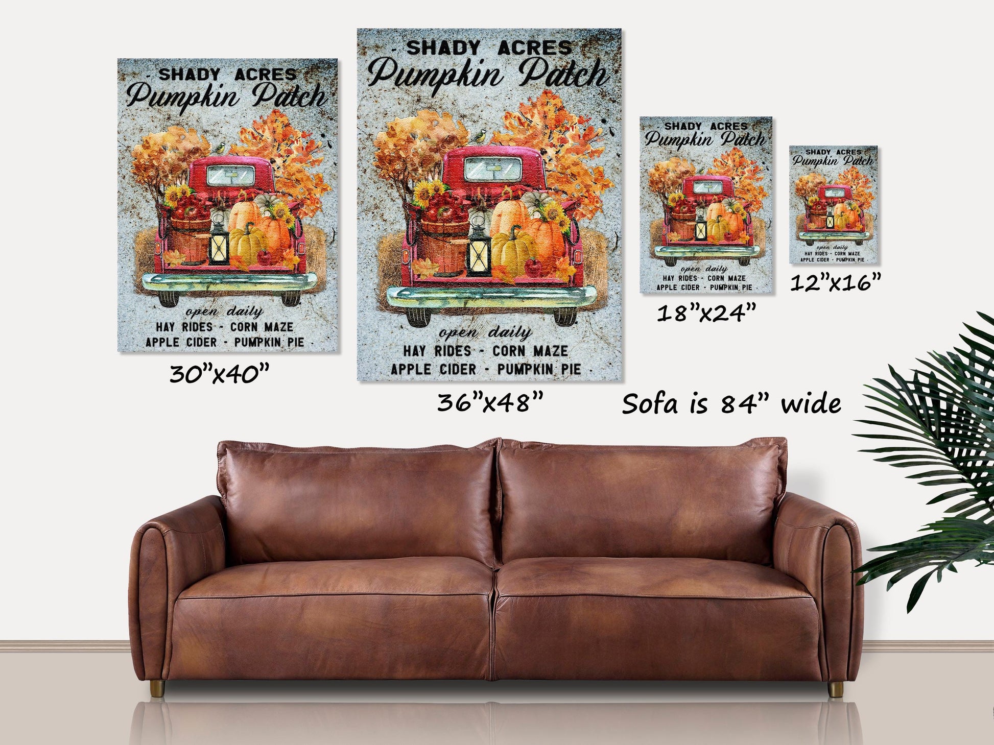 Fall Wall Art, Shady Acres Pumpkin Patch Sign, Fall Wall Decor, Canvas Wall Art, Pumpkin Decor, Vintage Fall Decor, Nostalgic Decor