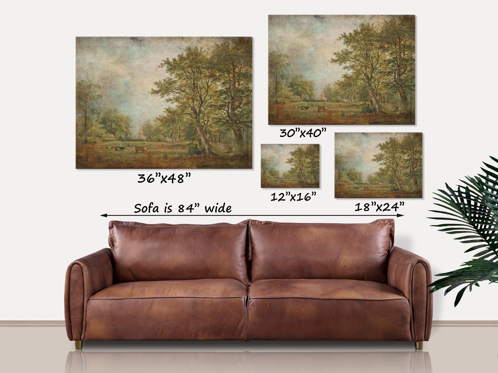 Pastoral Landscape, Vintage Home Decor, Large Canvas Wall Art, Vintage Farmhouse Decor, Vintage Reproduction