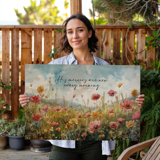 Lamentations His mercies are new every morning watercolor canvas wall art print
