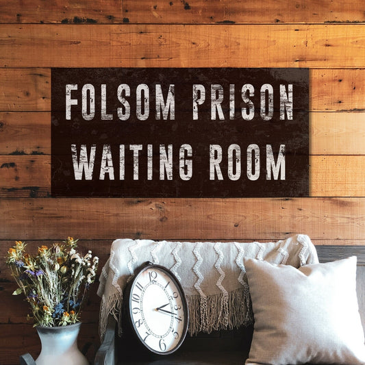 Johnny Cash Print, Folsom Prison Waiting Room, Johnny Cash Decor, Large Canvas Wall Art, Signs With Sayings, Country Music Gifts, Lyrics Art