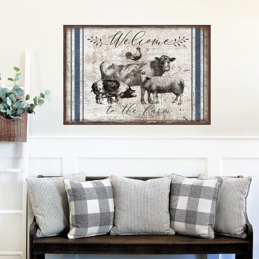 welcome to the farm vintage canvas art