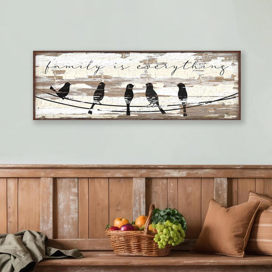 Family Is Everything, Canvas Wall Art, Modern Farmhouse Sign, Family Wall Art, Birds On A Wire, Statement Piece, Farmhouse Decor