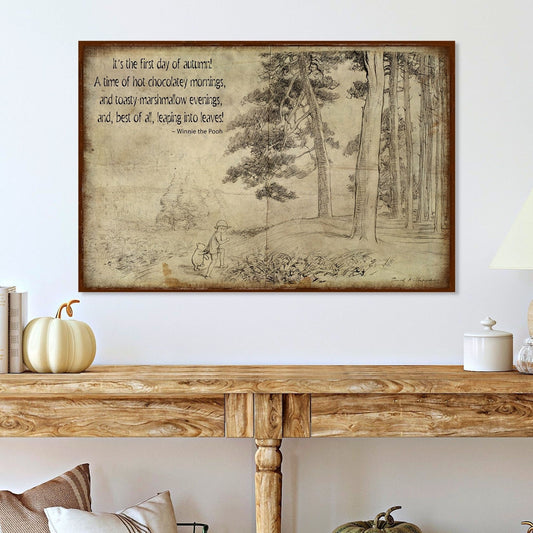 Winnie The Pooh Quote, Fall Decor, Vintage Decor, Kids Room Decor, Vintage Reproduction, Farmhouse Art, Canvas Wall Art, Literary Gifts