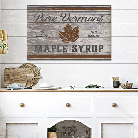 Vermont Maple Syrup Sign, Fall Decor, Vintage Fall Sign, Large Canvas Sign, Vermont Wall Art, Fall Decor, Nostalgic Decor, Faux Wood Sign