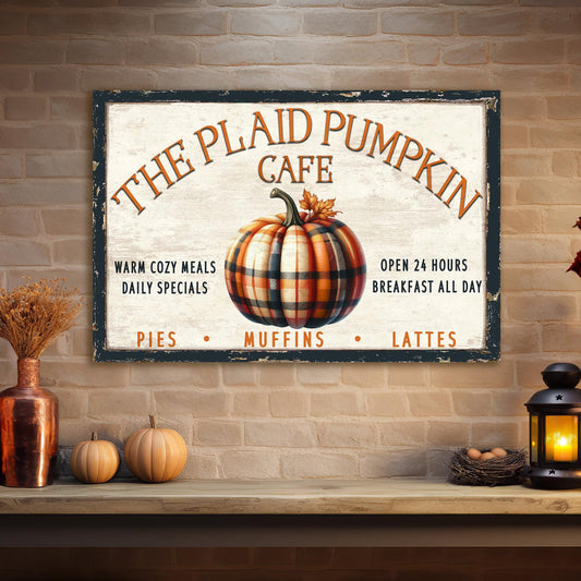 Canvas wall art The Plaid Pumpkin Cafe
