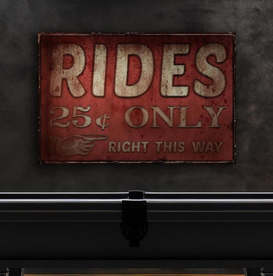 Canvas Sign, Rides 25 cents