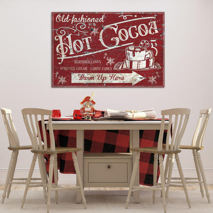 old fashioned hot cocoa red canvas sign